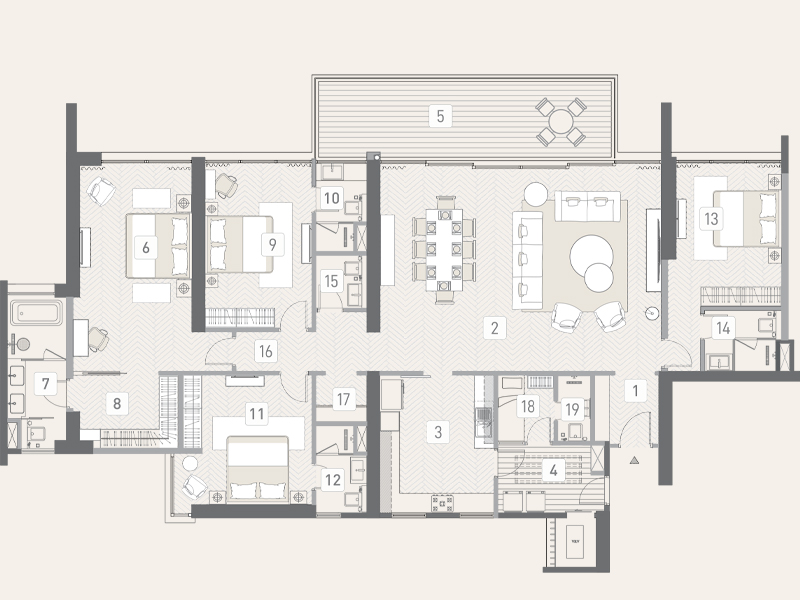 Prestige Mysore - 2, 3 and 4 BHK floor plan (representative image)
